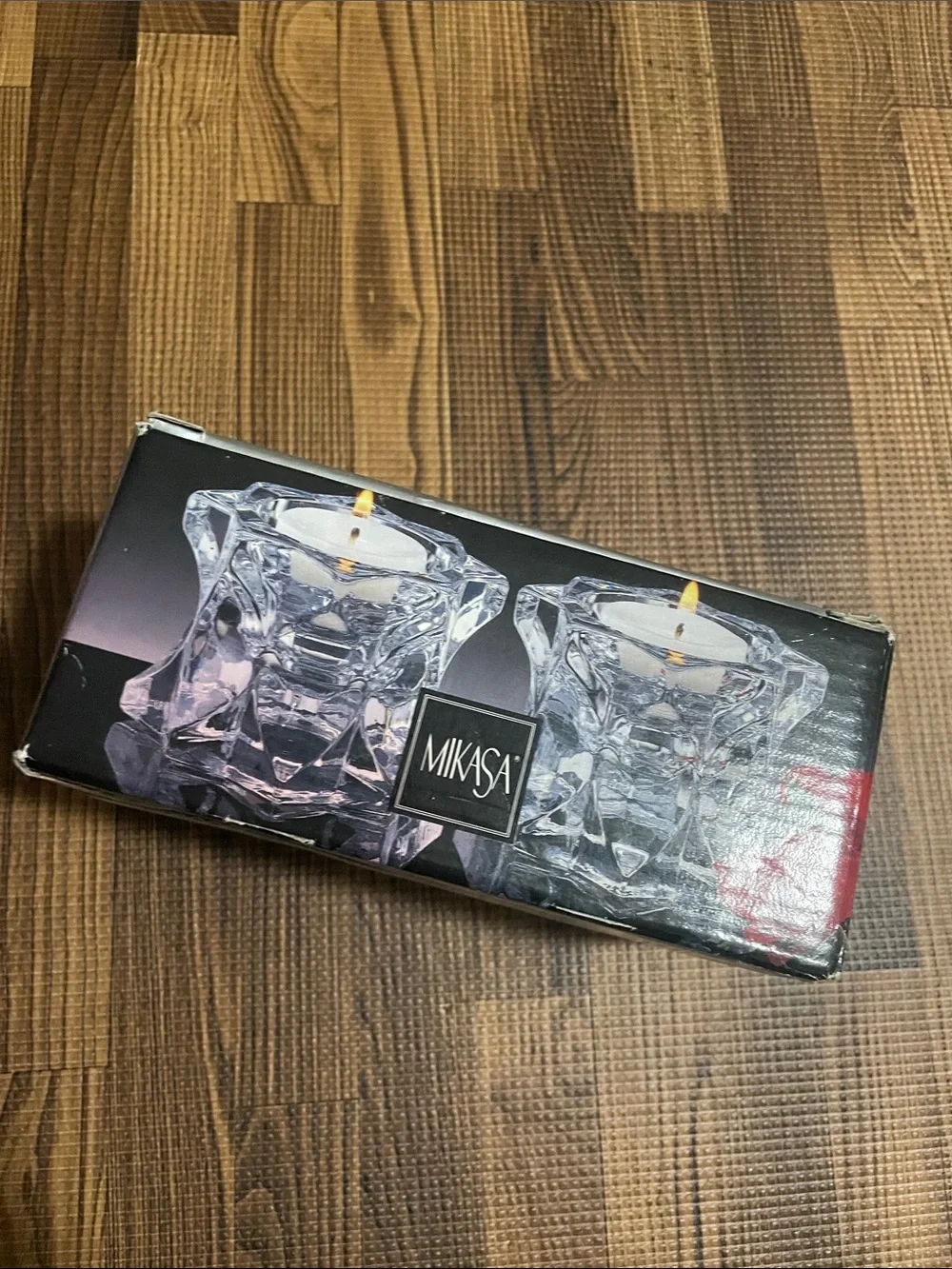 Mikasa Clear Crystal Faceted Votive Candle Holders - Pair